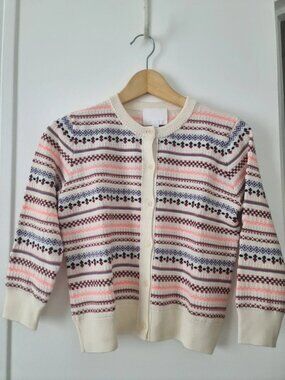 Molli Mini Jacquard Motifs Cardigan Multicolor Fair Isle Knit Sweater Size S